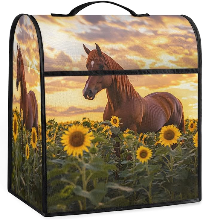 cfpolar Kitchen Aid Mixer Cover Compatible with 6-8 Quarts Animal Horse Sunflower Stand Mixer Cover Kitchen Aid Mixers Accessories Appliance Organizer Bag Dust Covers with Zipper Pocket