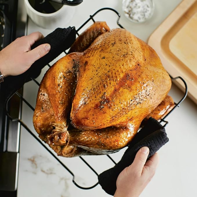 KitchenAid Hard Anodized Roasting Pan/Roaster with Removable Rack 13 Inch x 15.75 Inch - Matte Black