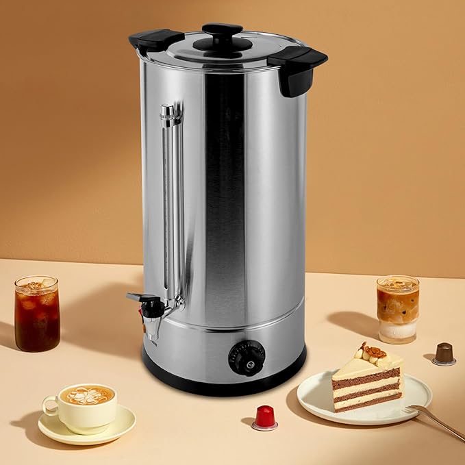 Commercial Coffee Urn 25L/6.6gal Stainless Steel Coffee Percolator 1400W Coffee Maker Beverage Dispenser Hot Water Urn for Home Party Office Wedding