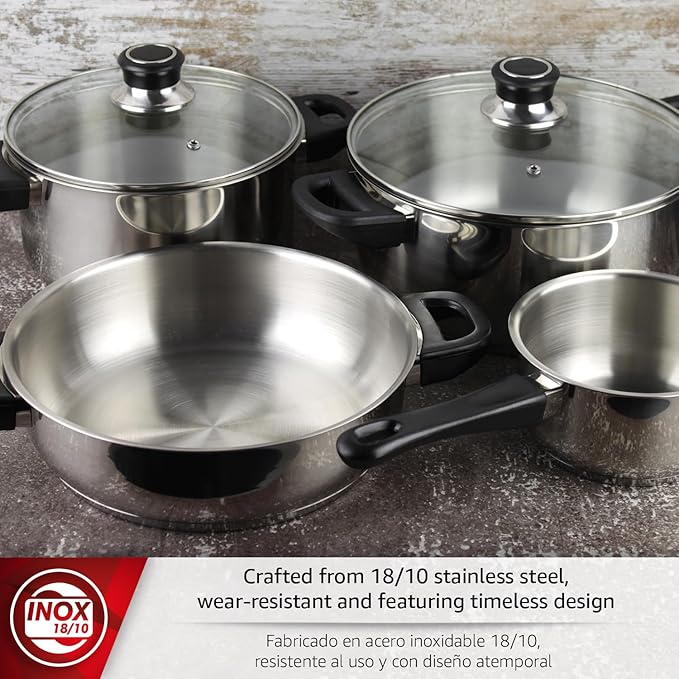 Magefesa Royal 6-Piece Stainless Steel Cookware Set Includes Stockpots Deep Sauté Pa and Saucepan Compatible with All Types of Stovetops Easy Cleaning Dishwasher Safe