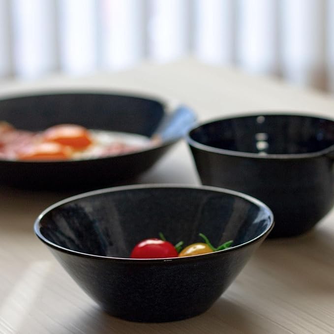 Aito Seisakusho 567-503 Mino Ware Natural Color Dinnerware Set Living Alone 6-Piece Set Navy Blue Dishwasher and Microwave Safe Made in Japan
