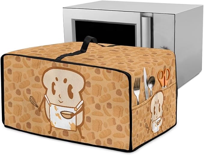 Doojoayie Kitchen Toaster Dust Cover Compatible with 4 Slice Toaster Dust Protection Cover Kitchen Decoration Small Appliance Protector Cute Cartoon Toster People Print