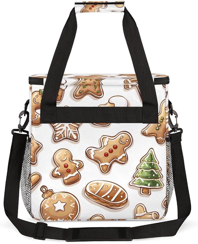 Cute Gingerbread Man Coffee Maker Carrying Bag Portable Travel Storage Tote Bag Compatible with K-Mini or K-Mini Plus Single Serve Coffee Brewer Carrying Case with Multiple Pockets &amp Shoulder St