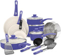 GreenLife 16 Piece Nonstick Cookware Set Soft Grip Non-Toxic PFAS-Free Ceramic Pots &amp Pans Dishwasher &amp Oven Safe Frying Sauce Utensils Glass Lids Stay-Cool Handles Wobble Free Periwi