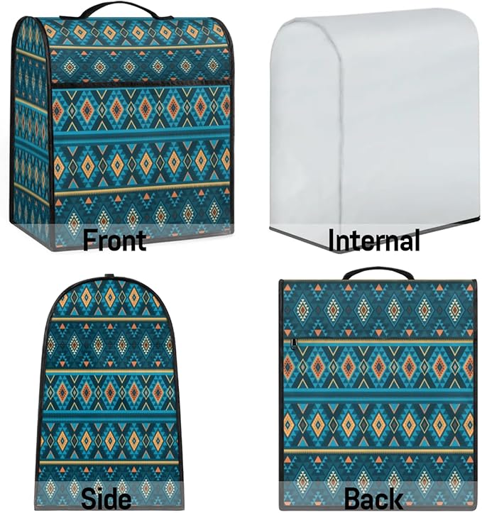 Kitchen Aid Mixer Cover Mandala Ethnic Geometry Stand Mixer Cover Compatible with 6-8 Quarts Stand Mixers Dust Covers with Zipper Pocket Foldable Washable Kitchen Aid Organizer Bag