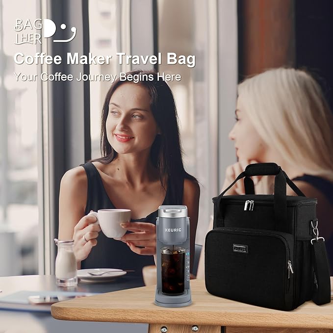 BAGLHER Coffee Maker Travel Bag Compatible with Keurig K-Mini Keurig K-Express Keurig K-Iced or Other Accessories Portable Coffee Maker Case with Shoulder Strap for Travel Black