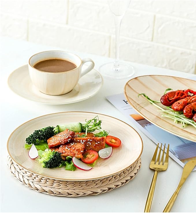 Plate and Bowl SetCeramic Dinnerware Sets Porcelain Serveware 20 Piece Porcelain Bowls and Plates Set Service for 6 Stoneware Tableware Ceramic Dishes Dinne