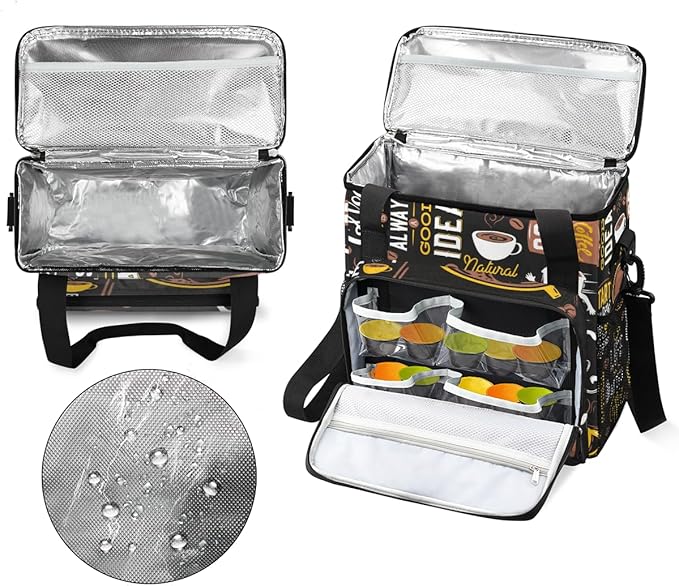 Start Your Day with Coffee Travel Bag Compatible with Keurig K-Mini Single Serve Coffee Brewer Carrying Case Compatible for K-Mini Plus with Multiple Pockets for K-Cup Pods (Bag Only)