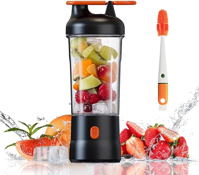 Portable Blender 25oz Personal Blender for Smoothies and Shakes with 6 Blades USB C Rechargeable Mini Personal Size BlendersFruit Juice Mixer for Home/Office/Travel/Gym (Black)
