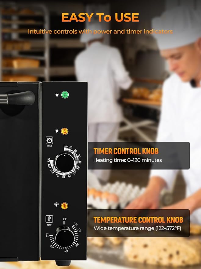 Commercial Convection Oven FOHERE 50 Qt Large Capacity Electric Convection Oven with 2 Baking Trays for Restaurants Cafes &amp Food Industry 2400W High Power120-Min Timer &amp 122-572℉ Temp Cont