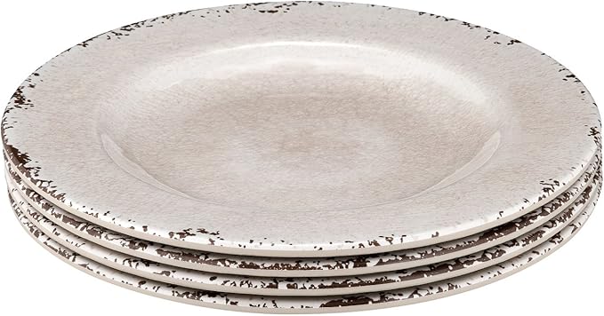 Supreme Housewares 12-Piece Melamine Dinnerware Set Includes Dinner Plates Salad Plates Bowls Service for 4. (Crackle Cream)