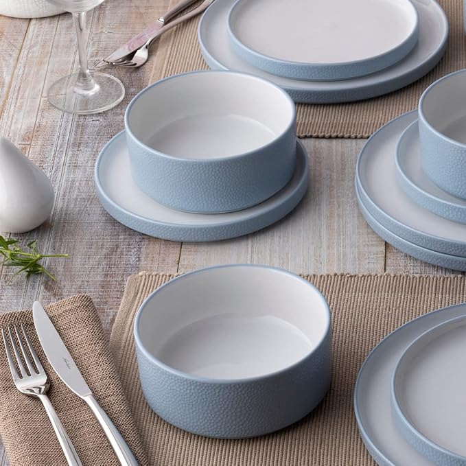 Noritake ColorTex Stone Aqua 12-Piece Dinnerware Set Service for 4