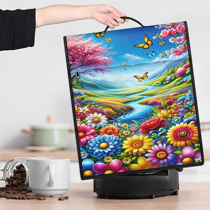 cfpolar Kitchen Aid Mixer Cover Compatible with 6-8 Quarts Butterfly Flower Cherry Blossom Stand Mixer Cover Kitchen Aid Mixers Accessories Appliance Organizer Bag Dust Covers with Zipper Pocket
