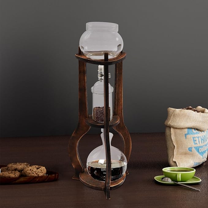 Cold Brew Drip Coffee Maker 600ml/20.29oz Capacity 6-8 cup Iced Coffee Cold Brew Drip Tower Coffee Maker Ice Coffee Machine for Home Office Coffee Shop Brown