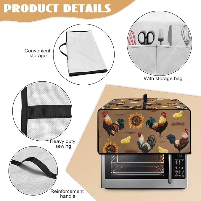 Doojoayie 8 Slice Toaster Oven Covers for Kitchen Counter Sunflower Toaster Cover 22.5x18.5x 13 Small Appliance Dust Protector Kitchen Decoration Gifts for Women