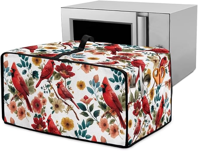 Doojoayie Cardinal Bird Toaster Cover 8 Slice Small Appliance Dust Protector Bread Making Machine Cover Compatible with Toaster/Kitchen Appliance