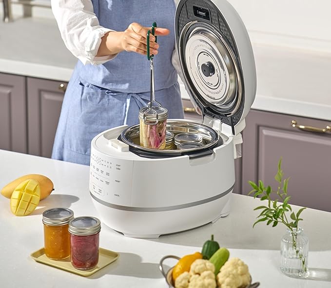 Cuchen 10-Cup Premium IH Pressure Rice Cooker with 316Ti Stainless Steel Inner Pot 2.1 Bar High Pressure for Multi-Grain &amp Canning Auto Steam Clean White (CRT-RPD1010IEWUS)