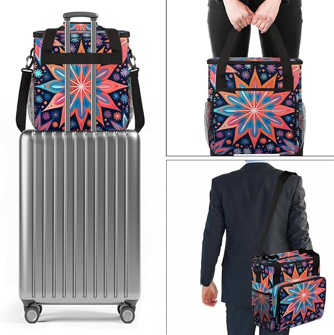 Watercolor Explosion Coffee Maker Carrying Bag Crazy Lines Star Travel Storage Bag Compatible with K-Mini or K-Mini Plus Single Serve Coffee Brewer Carrying Case with Pockets &amp Shoulder Strap