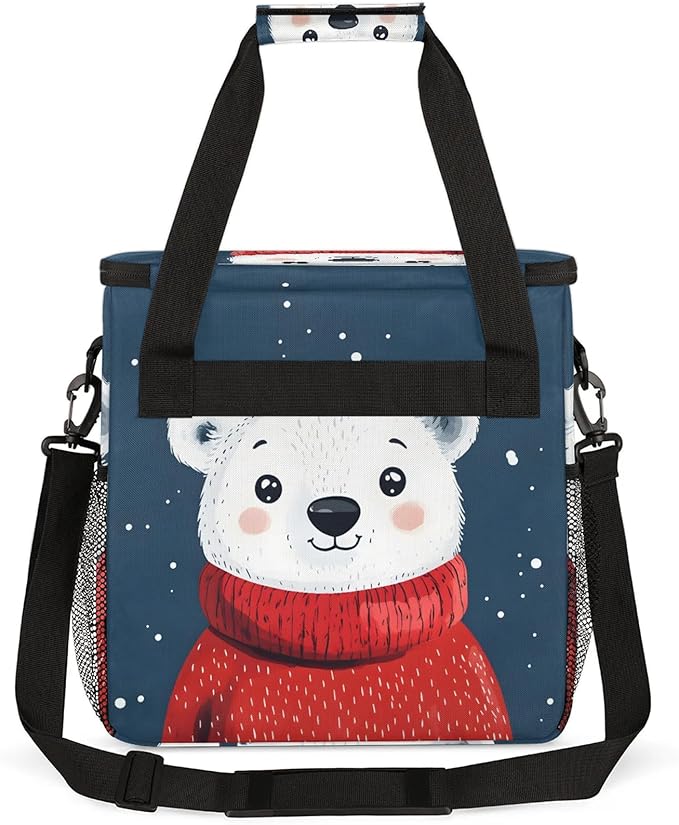 Cartoon Coffee Maker Travel Bag Bear Insulated Grocery Bag Travel Picnic Leakproof Cooler Bags With Shoulder Strap