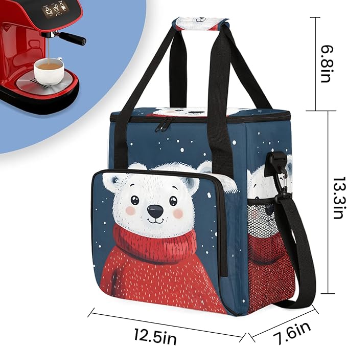 Cartoon Coffee Maker Travel Bag Bear Insulated Grocery Bag Travel Picnic Leakproof Cooler Bags With Shoulder Strap