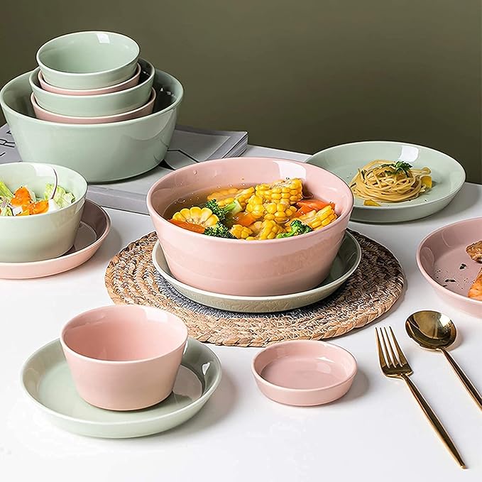 Dinnerware Sets Dish SetCeramics Dinner SetsNordic Luxury Style Porcelain of 58 | Simple Solid Color Cereal Bowl and Steak Plate Set