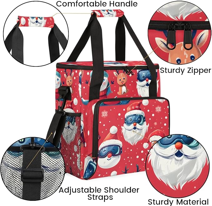 Gothic Santa Claus Coffee Maker Carrying Bag Portable Travel Storage Tote Bag Compatible with K-Mini or K-Mini Plus Single Serve Coffee Brewer Carrying Case with Multiple Pockets &amp Shoulder Stra
