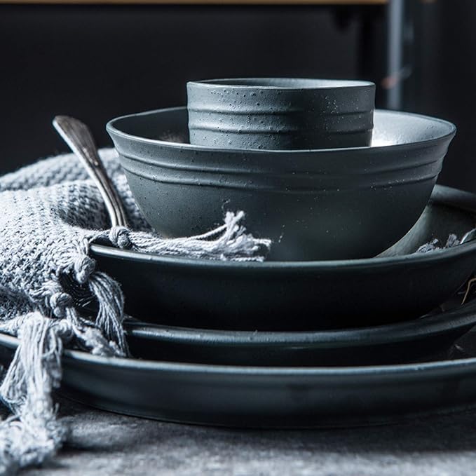 Porcelain Dinnerware Sets 32 Pieces Retro Ice Cracked Glaze Ceramics Dinner Combination Set | Cereals Bowls and Steak Plates Sets for Wedding Gifts