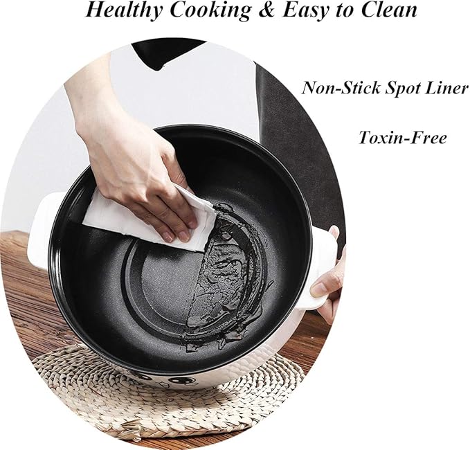 JIAN YA NA 110V Electric Skillet with Lid 4-in-1 Multifunction Non-Stick Stainless Steel Electric Hot Pot Noodles Rice Cooker Steamed Egg Soup Pot Mini Heating Pan Cooking Fried