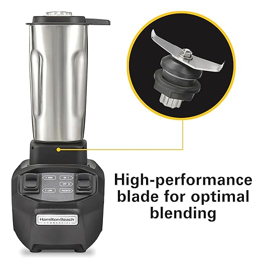 Hamilton Beach Commercial HBB255S Rio Stainless-Steel Bar Blender 1.6 Horsepower 32 Ounce Capacity NSF Certified