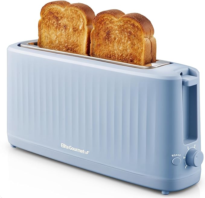 Elite Gourmet ECT2517OX SLIMTOAST™ 2-Slice Long Slot Toaster Cool-touch Body 6 Toast Settings &amp Cancel Function Extra Wide 1.5” Slot Easily Fits Bread English Muffins Bagels &amp Waffle Oc