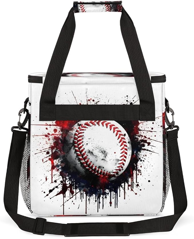 Colorful Baseball Coffee Maker Carrying Bag Watercolor Baseball Travel Storage Bag Compatible with K-Mini or K-Mini Plus Single Serve Coffee Brewer Carrying Case with Pockets &amp Shoulder Strap