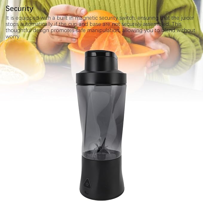 Portable Blender Personal Juicer for Shakes Smoothies USB Rechargeable Small Blender Cup with Lid &amp 6 Blades Electric Protein Shaker Bottle for Office Gym