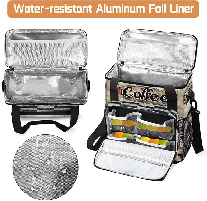 Coffee Chef Pattern Coffee Maker Carring Bag Travel Carrying Storage Tote Bag Compatible with Keurig K-Mini or K-Mini Plus Portable Single Serve Coffees Brewer Case with Pockets for K-cup Pods