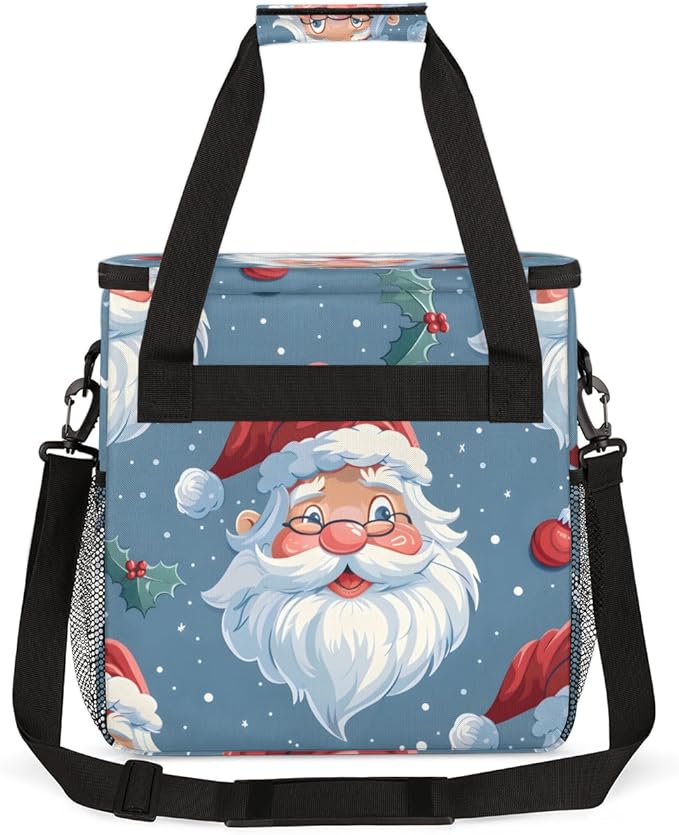 Cute Santa Claus Coffee Maker Carrying Bag Glitter Santa Claus Travel Storage Bag Compatible with K-Mini or K-Mini Plus Single Serve Coffee Brewer Carrying Case with Pockets &amp Shoulder Strap