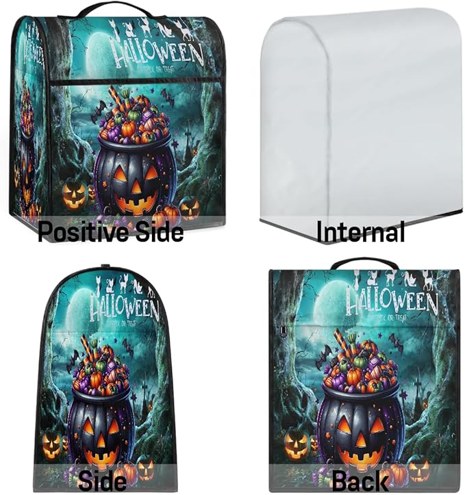 cfpolar Kitchen Aid Mixer Cover Compatible with 6-8 Quarts Halloween Bat Pumpkin Forest Stand Mixer Cover Kitchen Aid Mixers Accessories Appliance Organizer Bag Dust Covers with Zipper Pocket