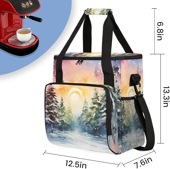Abstract Tree Coffee Maker Carrying Bag Cute Tree Travel Storage Bag Compatible with K-Mini or K-Mini Plus Single Serve Coffee Brewer Carrying Case with Multiple Pockets &amp Shoulder Strap