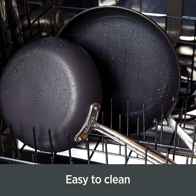 All-Clad Essentials Hard Anodized Nonstick Fry &amp Sauce Pan Set 8.5 Inch  2.5 Quart Oven Broiler Safe 500F Pots and Pans Cookware Black
