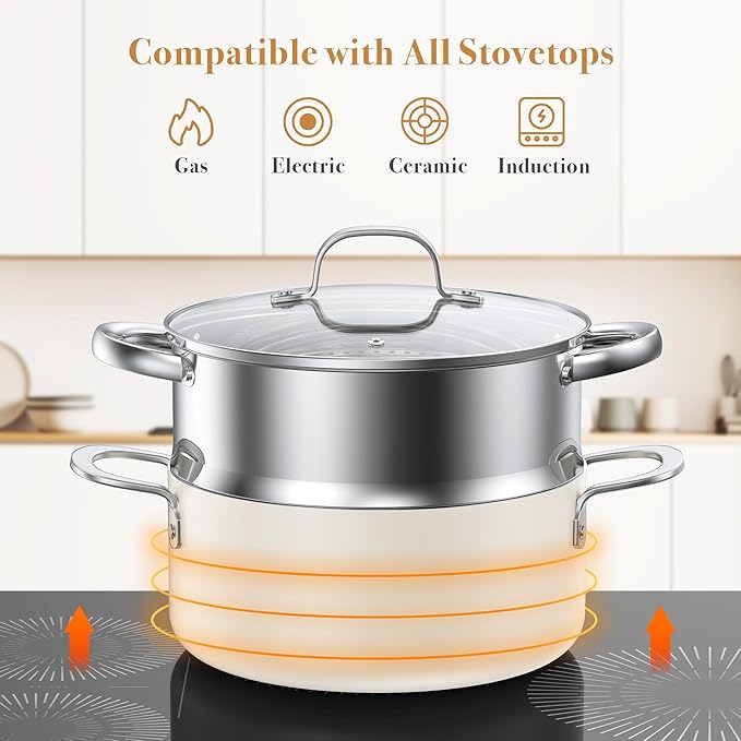 PekGema Ceramic Pots and Pans Set 16 Pcs Cookware Set Non Toxic Nonstick Kitchen Cookware Oven Safe Cooking Pan Set PFAS PTFE PFOA FREECompatible with All Cooktops comfortable handle.Cream White