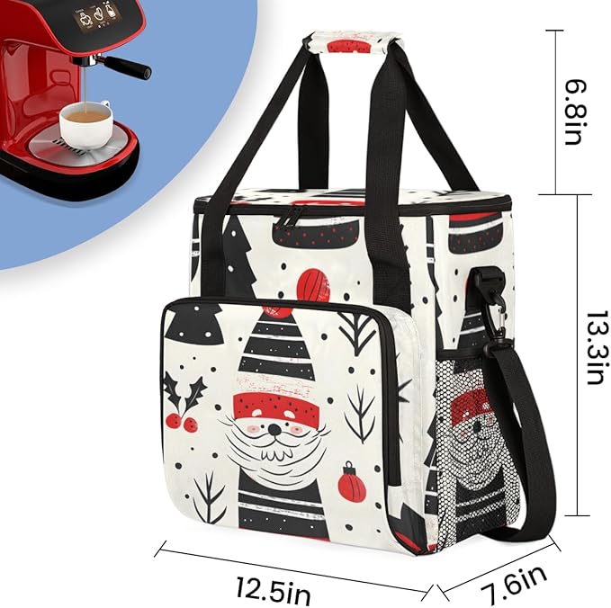 Mystical Santa Claus Coffee Maker Carrying Bag Dreamy Santa Claus Travel Storage Bag Compatible with K-Mini or K-Mini Plus Single Serve Coffee Brewer Carrying Case with Pockets &amp Shoulder Strap