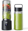 COKUNST Portable Blender Small Smoothie &amp Shake Maker with 8 Blades Compact Personal Blender with LED Display USB C Rechargeable Juice Mixer with Extra Lid for Travel Gym Home 17oz Black