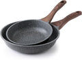 SENSARTE Nonstick Frying Pan Skillets Swiss Granite Coating Omelette Pans Healthy Cookware Chef's Pans Free of Intentionally Added PFOA (8+10 Inch)