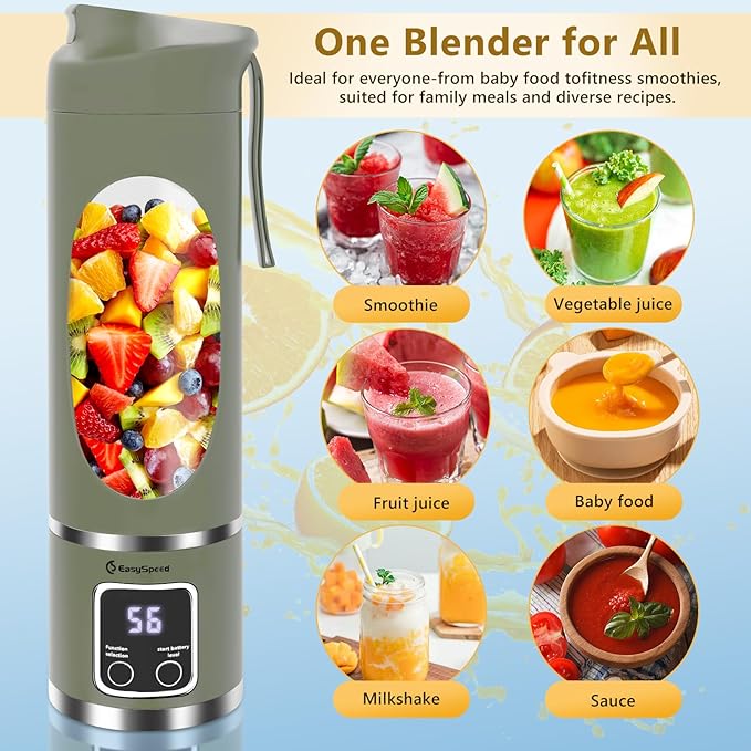 Portable Blender Personal Electric USB 500ML Portable juicer Shakes and Smoothies Blender Small Blenders Mixing Compact Convenient and Versatile Green