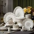 Dinnerware Set Ceramics Dinnerware Set with 50-PieceBowl/Stockpot/Dish/Spoon|Bone China Dinner Sets Rim Porcelain Combination Set Plates