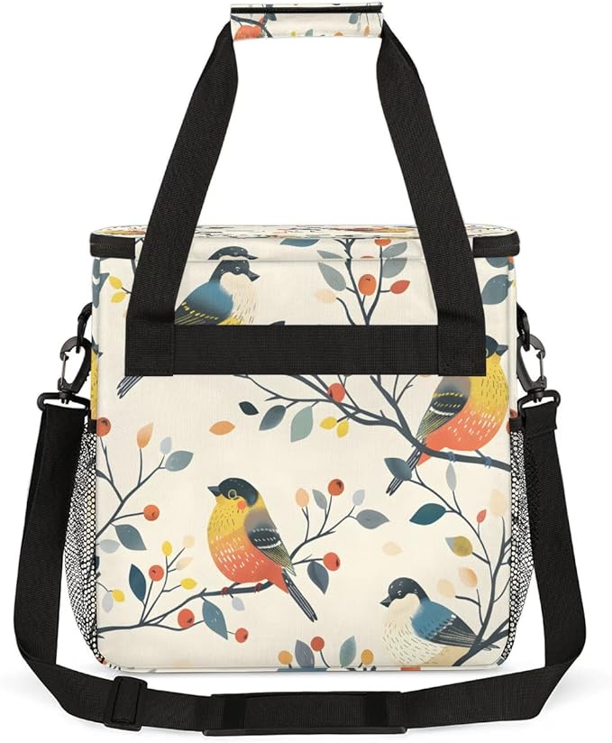 Retro Birds Coffee Maker Carrying Bag Compatible with K-Mini or K-Mini Plus Portable Single Cup Coffee Maker Case with Pockets for K Cup Pods