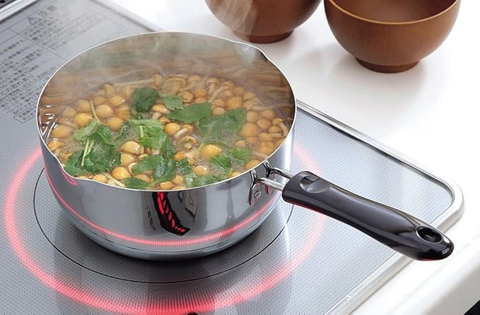 Shimomura Planning 37542 One-Handed Pot 6.3 inches (16 cm) Graduated (Made in Japan) Direct Fire Induction Compatible Includes Pourer Scale Included Mirror Finish Multi-Purpose Yukihira Pot