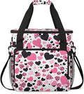 Heart Coffee Maker Carrying Bag Pink Black Portable Travel Storage Tote Bag Compatible with K-Mini or K-Mini Plus Single Serve Coffee Brewer Carrying Case with Multiple Pockets &amp Shoulder Strap