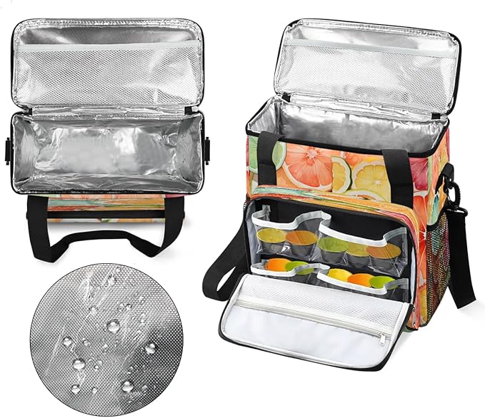 Lemon Theme Coffee Maker Carrying Bag Compatible with K-Mini or K-Mini Plus Portable Single Cup Coffee Maker Case with Pockets for K Cup Pods