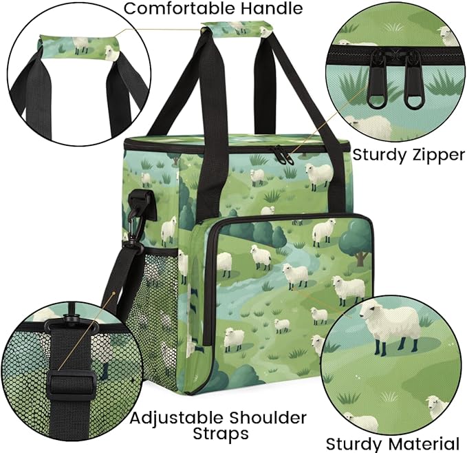 Cute Sheep Coffee Maker Carrying Bag Steppe Tree Travel Storage Bag Compatible with K-Mini or K-Mini Plus Single Serve Coffee Brewer Carrying Case with Multiple Pockets &amp Shoulder Strap