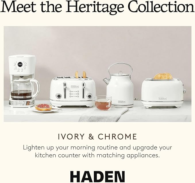 HADEN Coffee Machine 12 Cup Programmable Drip Coffee Maker Ivory &amp Chrome