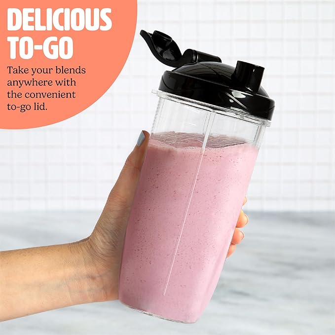 Tasty Personal Blender With Cups 350W Powerful Blending Motor 9-Piece Set With 4 Cups &amp Travel Lid Compact &amp Portable White